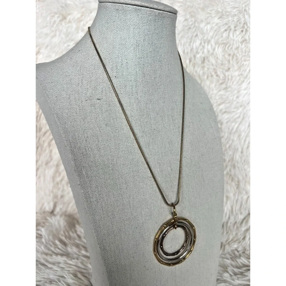 Park Lane Necklace‎ Mixed Metal Gold Silver Rose Circle Pendant Snake Chain 17